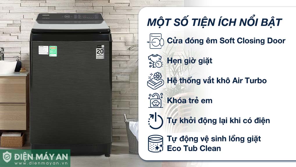 Máy Giặt Samsung Inverter 12 Kg WA12CG5745BVSV